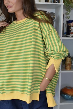 Sunday Morning Chill Sweatshirt Yellow & Plant Green -