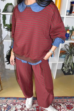 Sunday Morning Relaxed Sweatshirt Burgundy & Chocolate