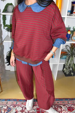 Sunday Morning Relaxed Sweatshirt Burgundy & Chocolate