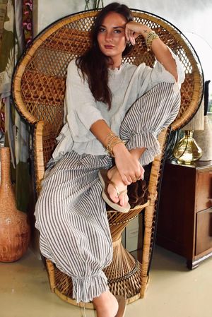 Sundaze Cheesecloth Chalk Stripe Bloomer Pant Calico