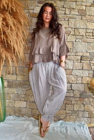 Sundaze Cheesecloth Chalk Stripe Bloomer Pant White