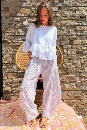 Sundaze Cheesecloth Chalk Stripe Classic Barrel Pant White