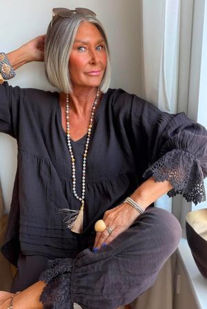 Sundaze Cheesecloth Vintage Artist Smock Coffee Bean