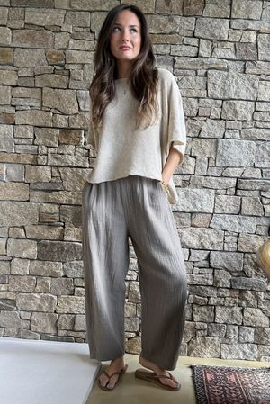 Suri Cushion Cotton Barrel Pant Mocha