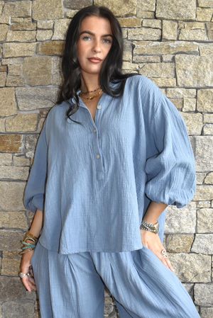 Annie Cushion Cotton Laurie Blouse Denim 