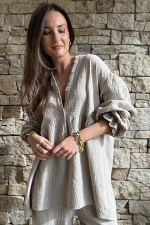 Suri Cushion Cotton Nero Peasant Smock Stone