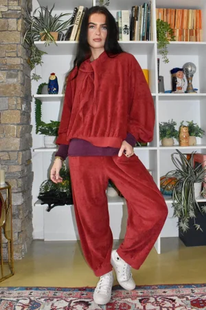 Terry B Lantern Sleeve Sweatshirt Burgundy