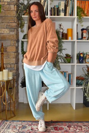 Terry B Lantern Sleeve Sweatshirt Caramel 