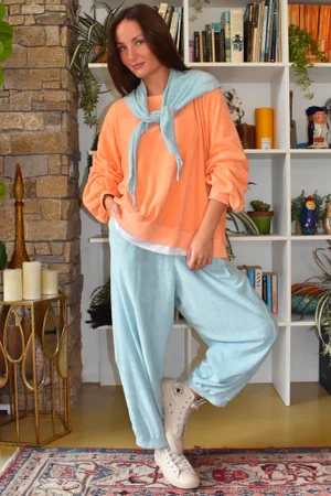 Terry B Lantern Sleeve Sweatshirt Just Peachy 