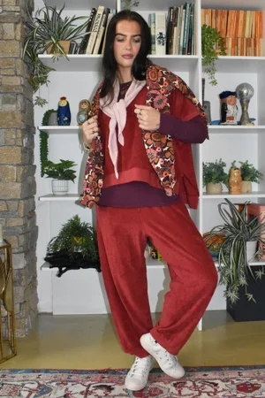 Terry B Relaxed Tapered Jogger Burgundy