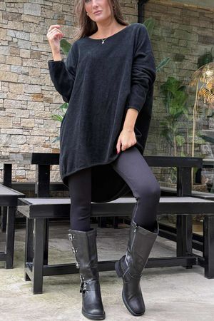 Terry B Scoop Dip Back Top Black /13 =