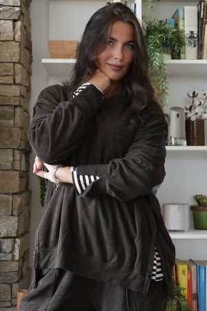 Terry Lite Chill Sweatshirt Chocolate /19=