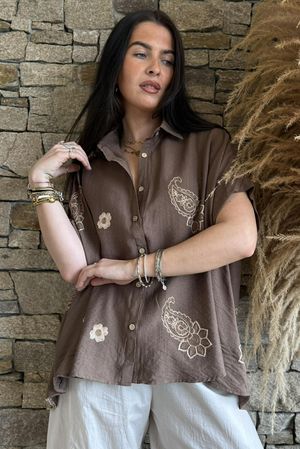 The Beach Front Paisley Shirt Chocolate /16=