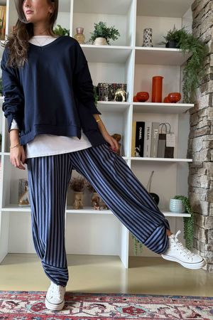 【louren】tuck cocoon pants(stripe-S) tuck cocoon pants – louren store