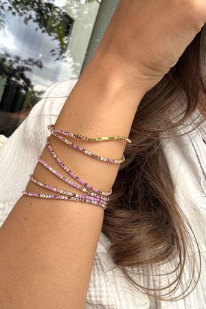 The Zanzibar 6 Piece Stretch Stacker Bracelet Set Amethyst /16 