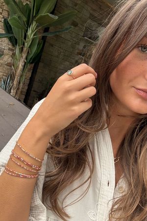 The Zanzibar 6 Piece Stretch Stacker Bracelet Set Coral /10 