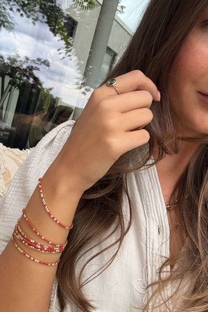 The Zanzibar 6 Piece Stretch Stacker Bracelet Set Ruby /20 