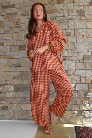 Vivienne Plaid Heathcliff Blouse Chestnut & Marmalade