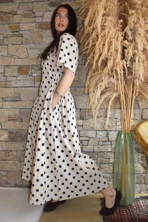 Vivienne Polka Dot Dress Navy /10=