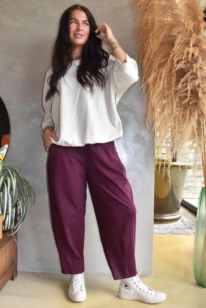 Wall Street Scuba Carrot Leg Trouser Burgundy