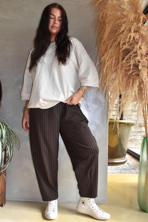 Wall Street Scuba Carrot Leg Trouser Coffee Bean