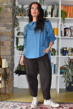Wall Street Scuba Carrot Leg Trouser Coffee Bean