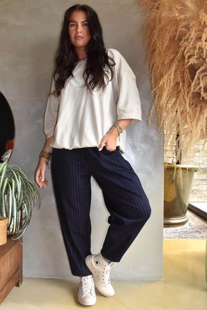 Wall Street Scuba Carrot Leg Trouser Navy