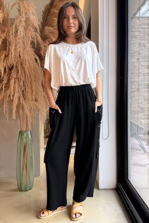 Wild Shores Pure Cotton D Ring Relaxed Pant Black