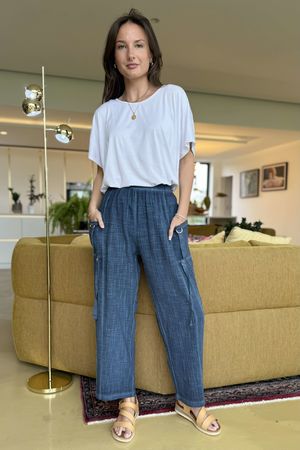 Wild Shores Pure Cotton D Ring Relaxed Pant Washed Midnight 