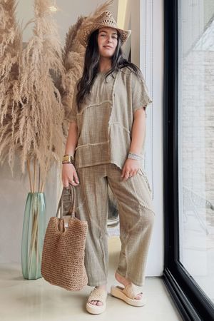 Wild Shores Pure Cotton Raw Seam Top Cedar