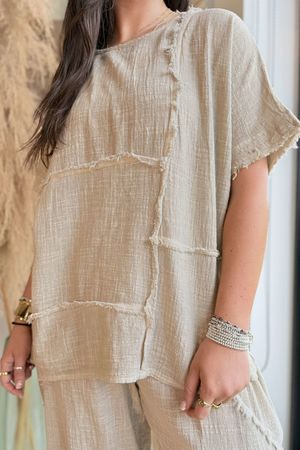 Wild Shores Pure Cotton Raw Seam Top Dirty Blonde