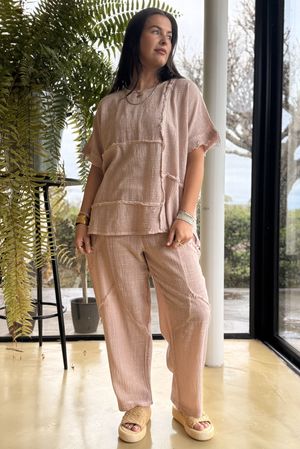 Wild Shores Pure Cotton Raw Seam Top Washed Wild Rose /19 