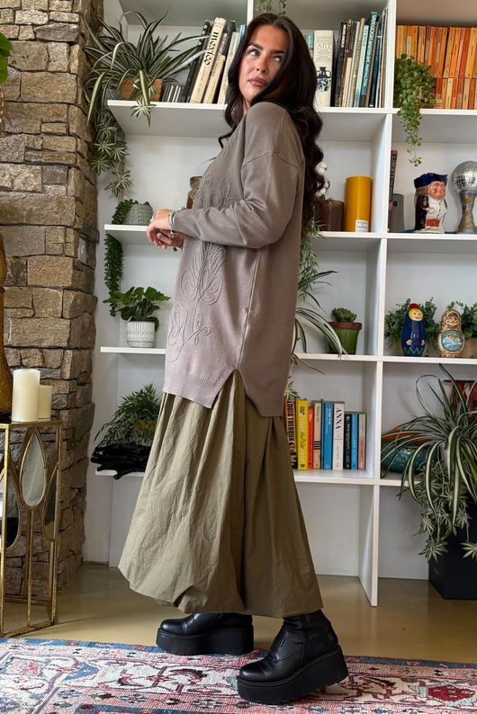 Abbey Longline Knit Mud