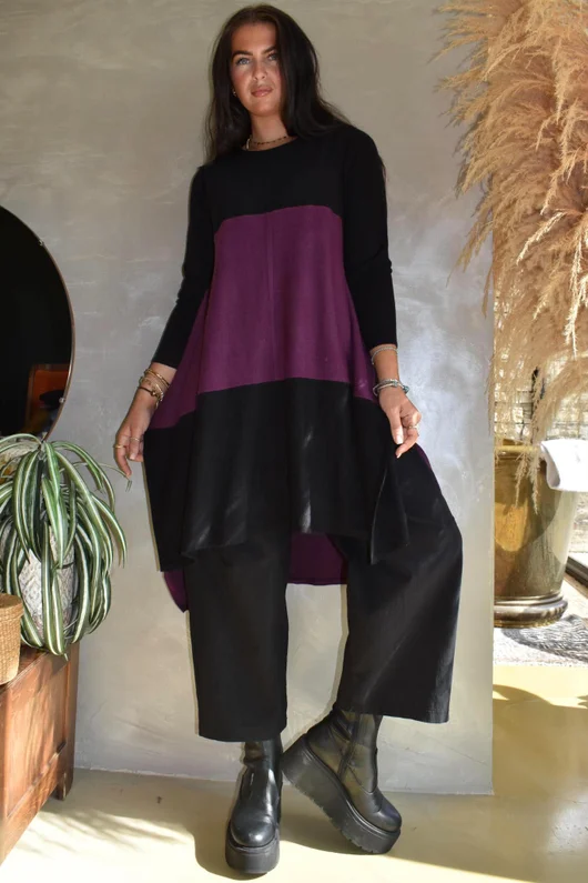 Agata Longline Split Side Knit Blackcurrant