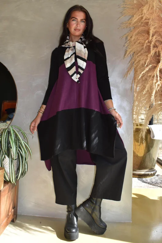 Agata Longline Split Side Knit Blackcurrant