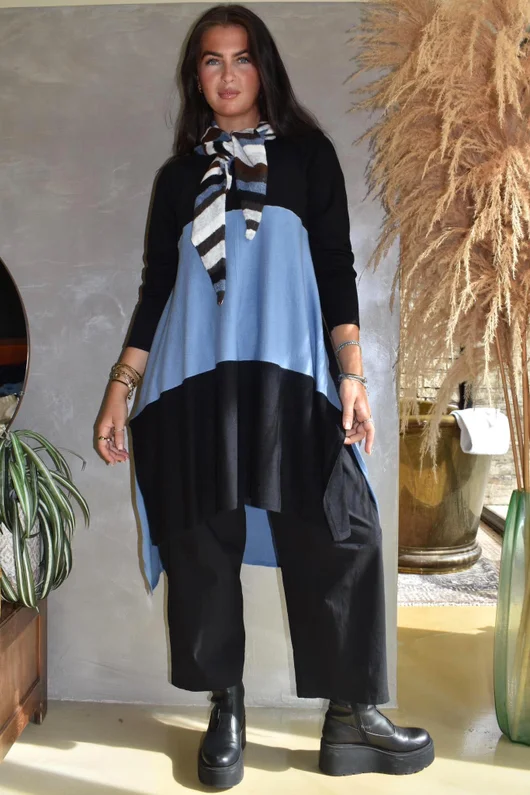 Agata Longline Split Side Knit Denim