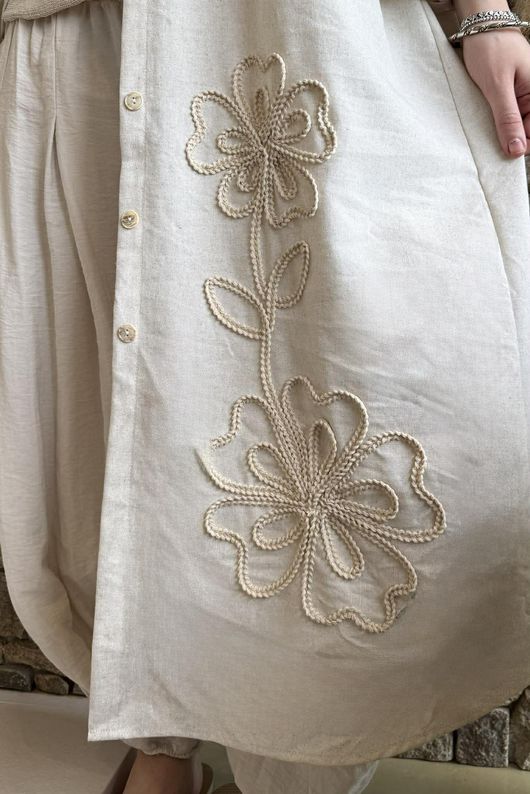 Alara Longline Duster Shirt Stone /42=