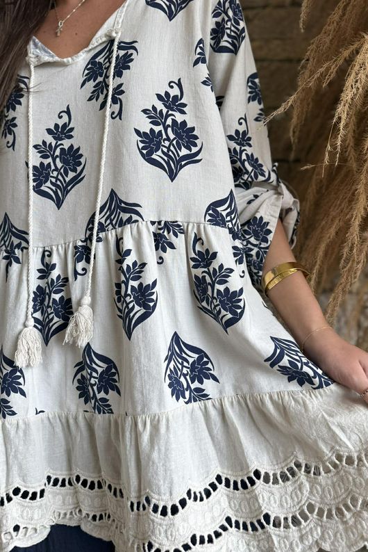 Anika Indira Smock Blouse Stone /13=