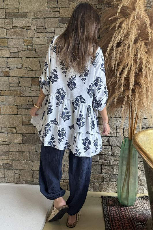 Anika Indira Smock Blouse White /9=