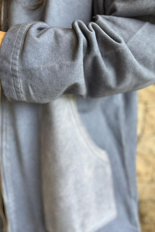 Anine Soft Touch Patch Pocket Hoodie Washed Denim