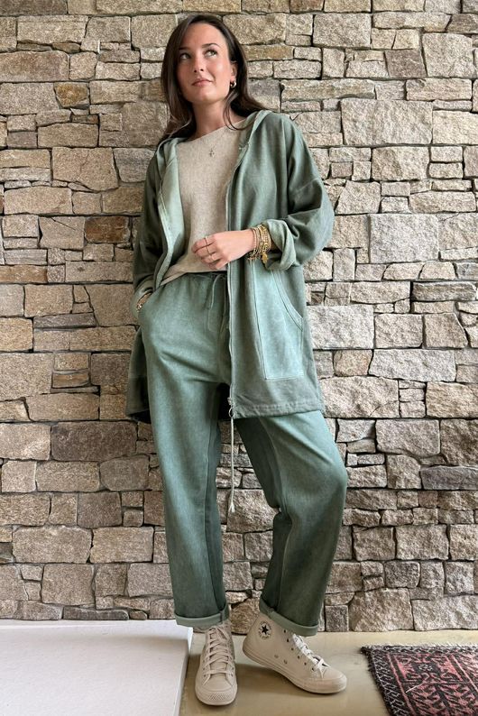 Anine Soft Touch Patch Pocket Hoodie Washed Khaki /20= -