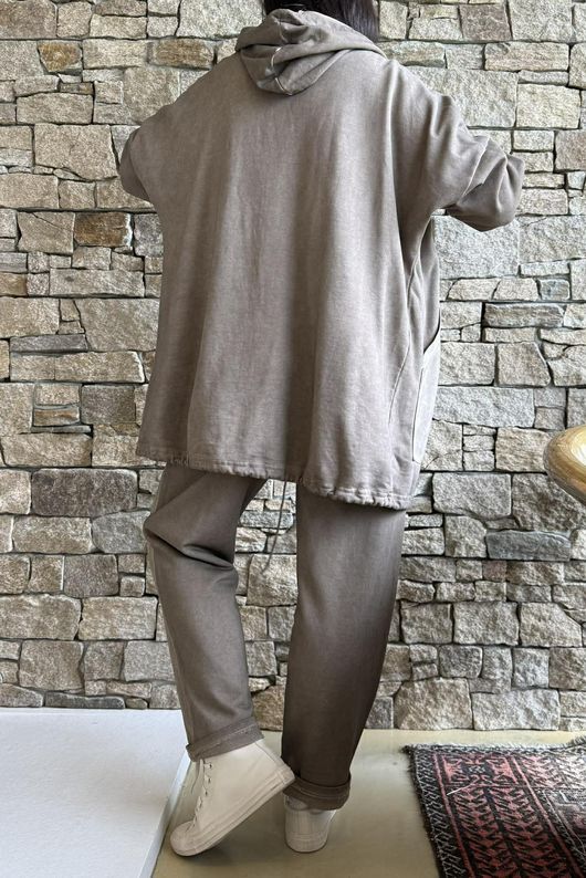 Anine Soft Touch Patch Pocket Hoodie Washed Mocha