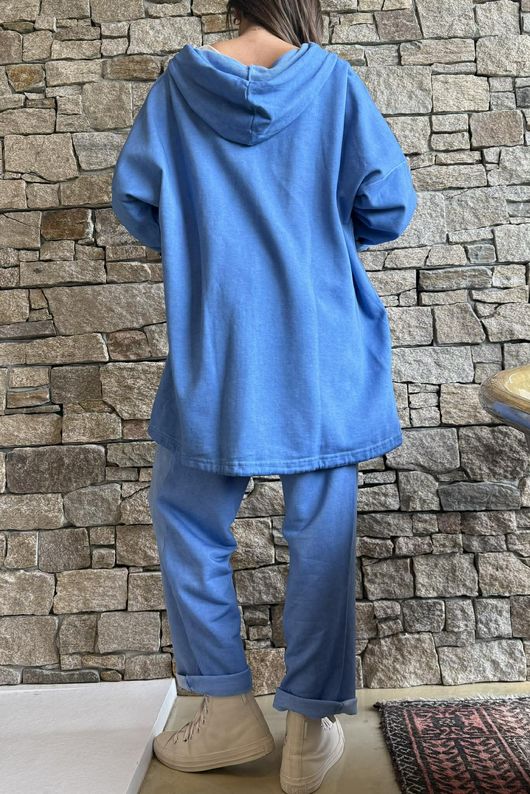 Anine Soft Touch Patch Pocket Hoodie Washed Soft Cobalt