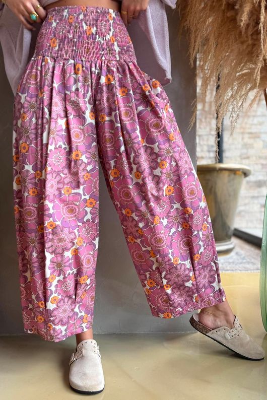 Annie 1972 Shirring Pleat Barrel Pant Indian Pink Haze