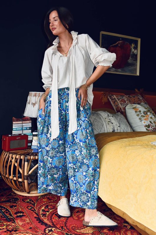 Annie 1972 Shirring Pleat Barrel Pant Mr Blue Skies