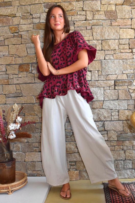 Arbi Big Cat Frill Box Top Burgundy
