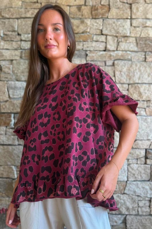 Arbi Big Cat Frill Box Top Burgundy
