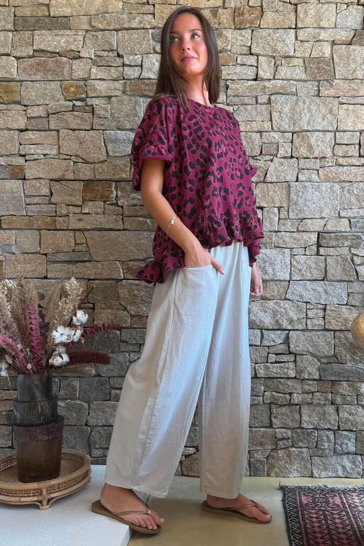 Arbi Big Cat Frill Box Top Burgundy