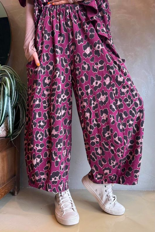 Arbi Big Cat Wide Crop Pant Burgundy 