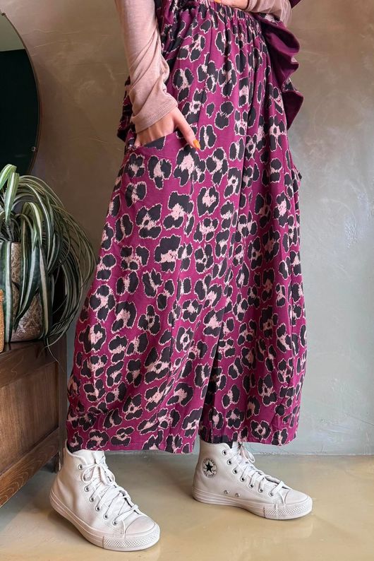 Arbi Big Cat Wide Crop Pant Burgundy 